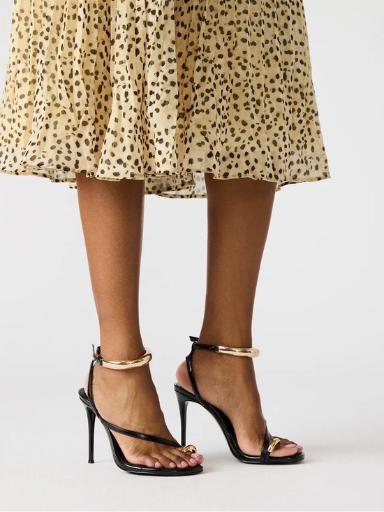 Steve Madden Shoes - Steve Madden Black Stiletto Sandals with Gold Accents